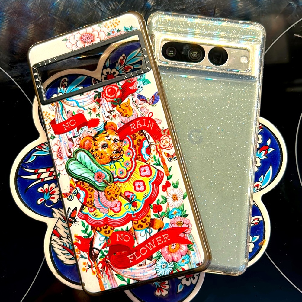 Google pixel 7 Pro Custom Casetify Impact case with bonus clear glitter case!